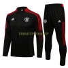 Manchester United Sweatshirts Anzüge Suit Quarter-zip 2022-23 Schwarz Rote Für Kinder